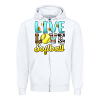 White live love softball Zipper Hoodie - LillyAllenDesigns