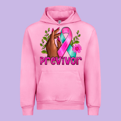Previvor Breast Cancer Urban Hoodie Designed By Nancycooperartshop