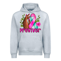 Heather Grey Previvor Breast Cancer Urban Hoodie - NancyCooperArtShop