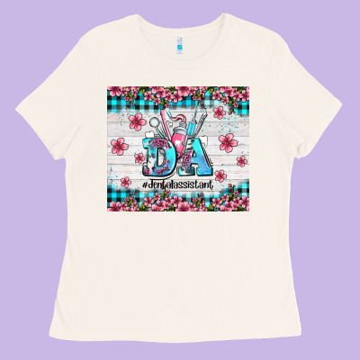 Da Dental Assistant Dentist Element With Flowers Ladies Tee Designed By Adodesignshop