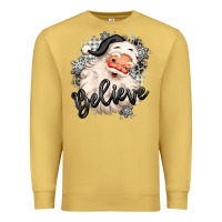 Antique Gold believe buffalo plaid white christmas santa claus Premium Sweatshirt - MaliasSmallBusiness
