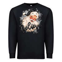 Black believe buffalo plaid white christmas santa claus Premium Sweatshirt - MaliasSmallBusiness
