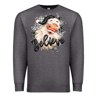 Charcoal Heather believe buffalo plaid white christmas santa claus Premium Sweatshirt - MaliasSmallBusiness