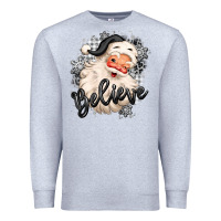 Heather Grey believe buffalo plaid white christmas santa claus Premium Sweatshirt - MaliasSmallBusiness