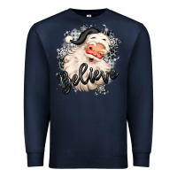 Navy believe buffalo plaid white christmas santa claus Premium Sweatshirt - MaliasSmallBusiness