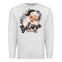 Oatmeal Heather believe buffalo plaid white christmas santa claus Premium Sweatshirt - MaliasSmallBusiness