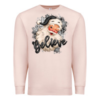 Pale Pink believe buffalo plaid white christmas santa claus Premium Sweatshirt - MaliasSmallBusiness