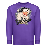 Purple believe buffalo plaid white christmas santa claus Premium Sweatshirt - MaliasSmallBusiness