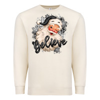 Sandshell believe buffalo plaid white christmas santa claus Premium Sweatshirt - MaliasSmallBusiness