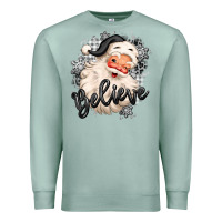 Seafoam believe buffalo plaid white christmas santa claus Premium Sweatshirt - MaliasSmallBusiness