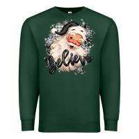 Sports Green believe buffalo plaid white christmas santa claus Premium Sweatshirt - MaliasSmallBusiness