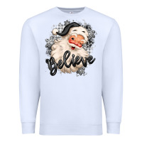 White believe buffalo plaid white christmas santa claus Premium Sweatshirt - MaliasSmallBusiness