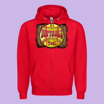 It's Softball Y'all Zipper Hoodie Designed By Lillyallendesigns