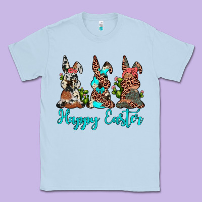 Happy Easter Leopard Cowhide Turquoise Cactus Bunny's Classic Tee Designed By Jahusdesignshop