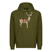 Army Green white tailed buck deer Premium Hoodie - LillyAllenDesigns