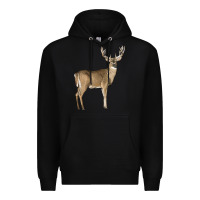 Black white tailed buck deer Premium Hoodie - LillyAllenDesigns