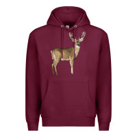 Burgundy white tailed buck deer Premium Hoodie - LillyAllenDesigns