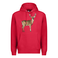 Cardinal white tailed buck deer Premium Hoodie - LillyAllenDesigns