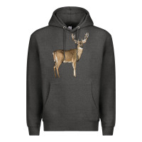 Charcoal Heather white tailed buck deer Premium Hoodie - LillyAllenDesigns