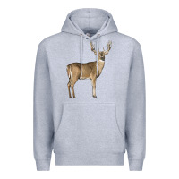 Heather Grey white tailed buck deer Premium Hoodie - LillyAllenDesigns