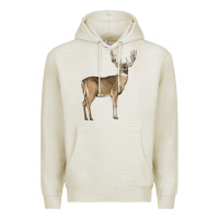 Oatmeal Heather white tailed buck deer Premium Hoodie - LillyAllenDesigns