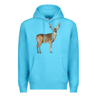 Ocean Blue white tailed buck deer Premium Hoodie - LillyAllenDesigns