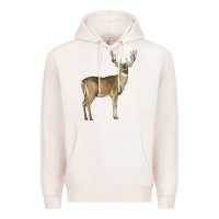 Pale Pink white tailed buck deer Premium Hoodie - LillyAllenDesigns