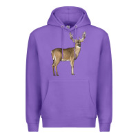 Purple white tailed buck deer Premium Hoodie - LillyAllenDesigns