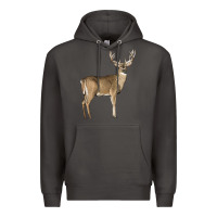 Smoke white tailed buck deer Premium Hoodie - LillyAllenDesigns