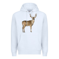 White white tailed buck deer Premium Hoodie - LillyAllenDesigns