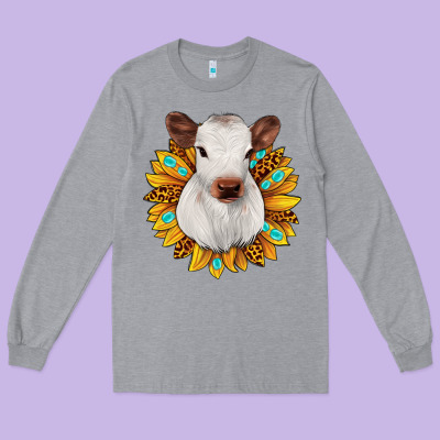Sunflower Heifer Long Sleeve Tee Designed By Jahusdesignshop