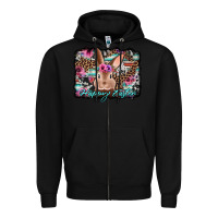 Black happy easter bunny western background Zipper Hoodie - Jasminsmagicworld