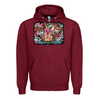 Burgundy happy easter bunny western background Zipper Hoodie - Jasminsmagicworld