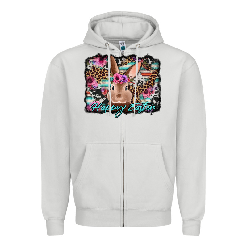 Happy Easter Bunny Western Background Zipper Hoodie by Jasminsmagicworld | Teevron