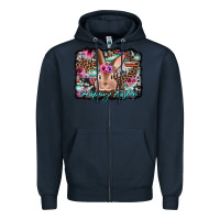Navy happy easter bunny western background Zipper Hoodie - Jasminsmagicworld
