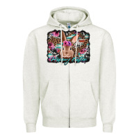 Oatmeal Heather happy easter bunny western background Zipper Hoodie - Jasminsmagicworld