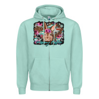 Seafoam happy easter bunny western background Zipper Hoodie - Jasminsmagicworld
