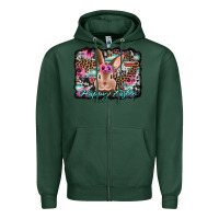 Sports Green happy easter bunny western background Zipper Hoodie - Jasminsmagicworld