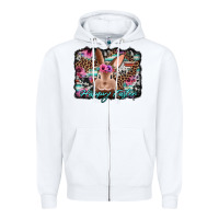 White happy easter bunny western background Zipper Hoodie - Jasminsmagicworld