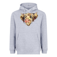 Heather Grey scottish cow Heavyweight Hoodie - NancyCooperArtShop