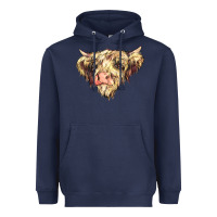 Navy scottish cow Heavyweight Hoodie - NancyCooperArtShop