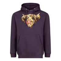 Plum scottish cow Heavyweight Hoodie - NancyCooperArtShop