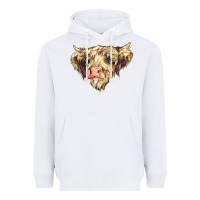 White scottish cow Heavyweight Hoodie - NancyCooperArtShop