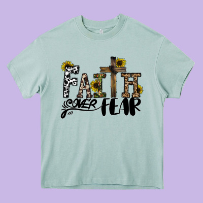 Faith Over Fear Heavy Core Tee Designed By Cowhidedigitalart