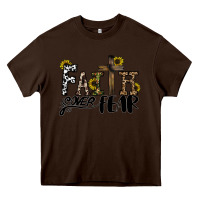 Chocolate Brown faith over fear Heavy Core Tee - CowhideDigitalArt