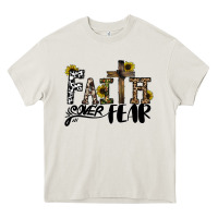 Cream faith over fear Heavy Core Tee - CowhideDigitalArt