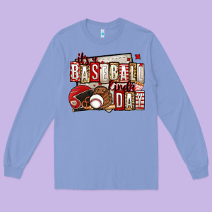 It's A Baseball Kinda Day Long Sleeve Tee Designed By Jasminsmagicworld