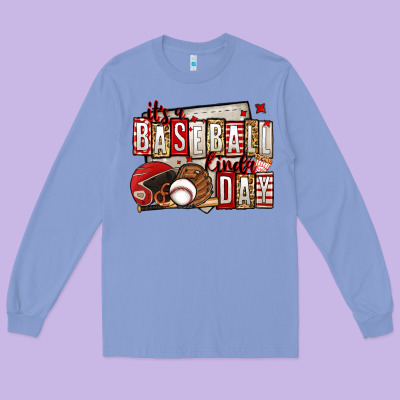It's A Baseball Kinda Day Long Sleeve Tee Designed By Jasminsmagicworld