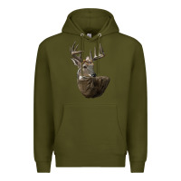Army Green white tailed buck deer head Premium Hoodie - LillyAllenDesigns