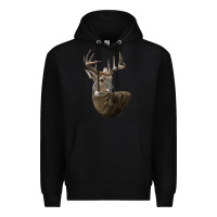 Black white tailed buck deer head Premium Hoodie - LillyAllenDesigns